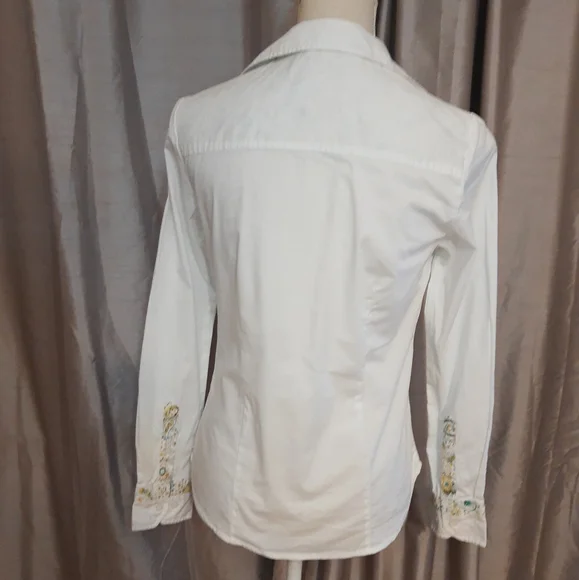 Joe Browns white long sleeve shirt UK 8 Paisley collar & sleeve trim - Picture 6 of 10
